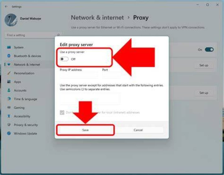 VPN and proxy settings